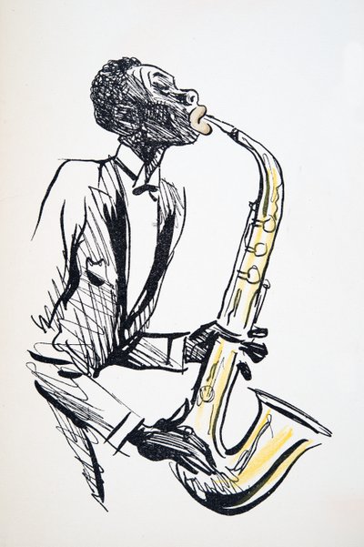 Saxophone Player, from White Bottoms, pub. 1927 by Sem
